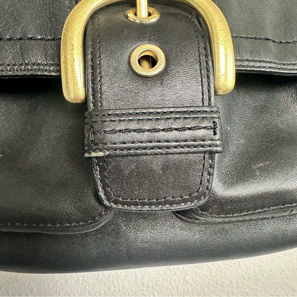VTG Coach Y2K Soho Legacy Black Leather Brass Buckle Shoulder Bag Flap Purse Box - Picture 12 of 16